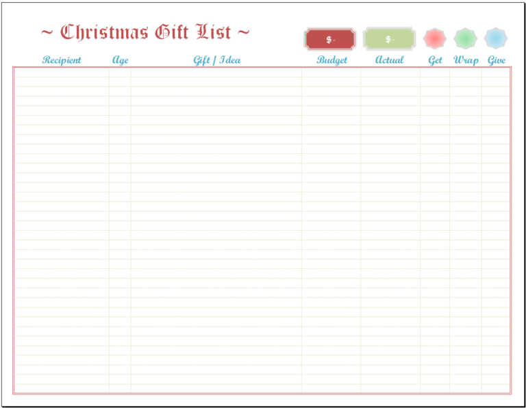 Excel Christmas List Template with Christmas Card List Template