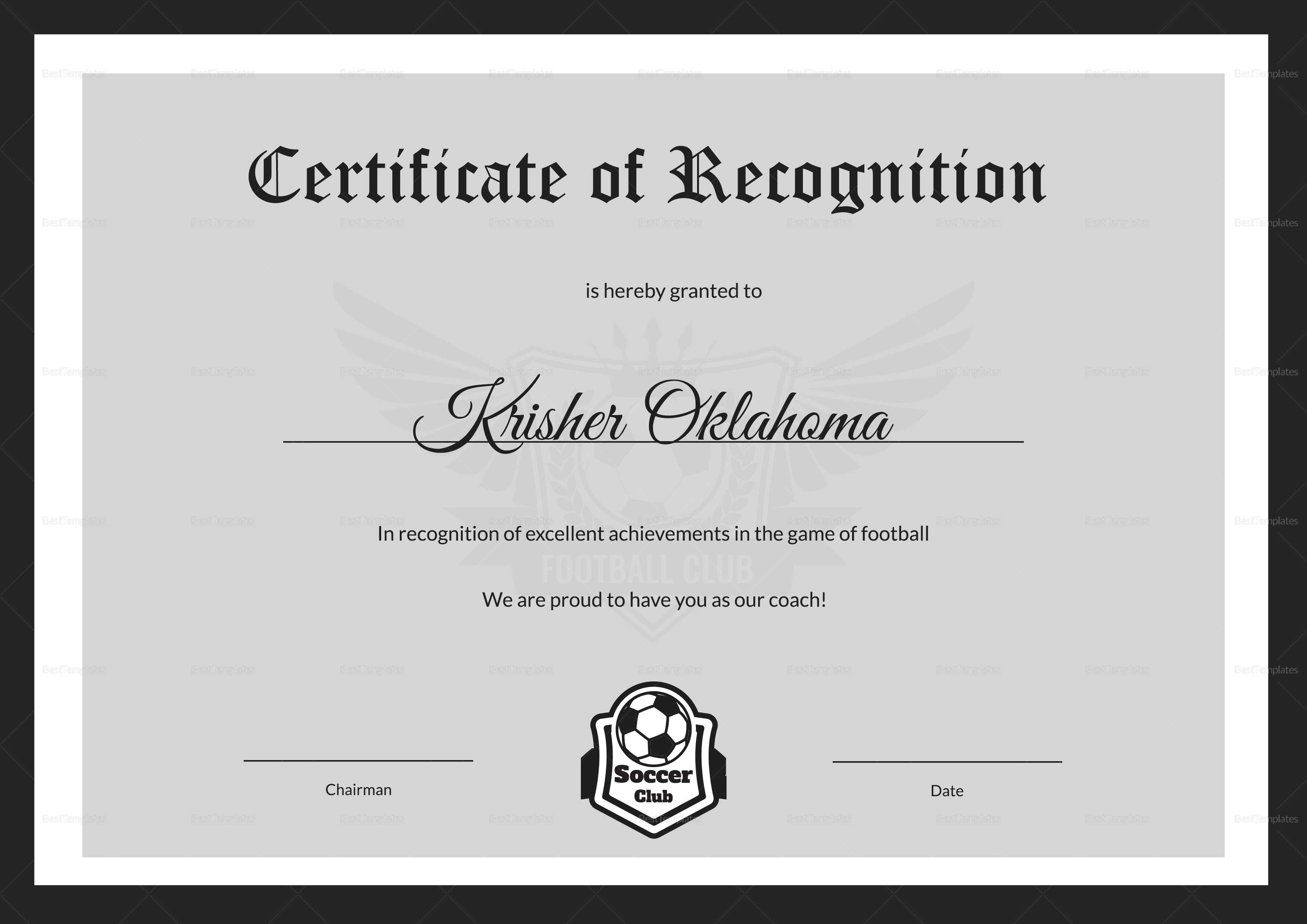 Excellent Coach Football Certificate Template With Football Certificate Template