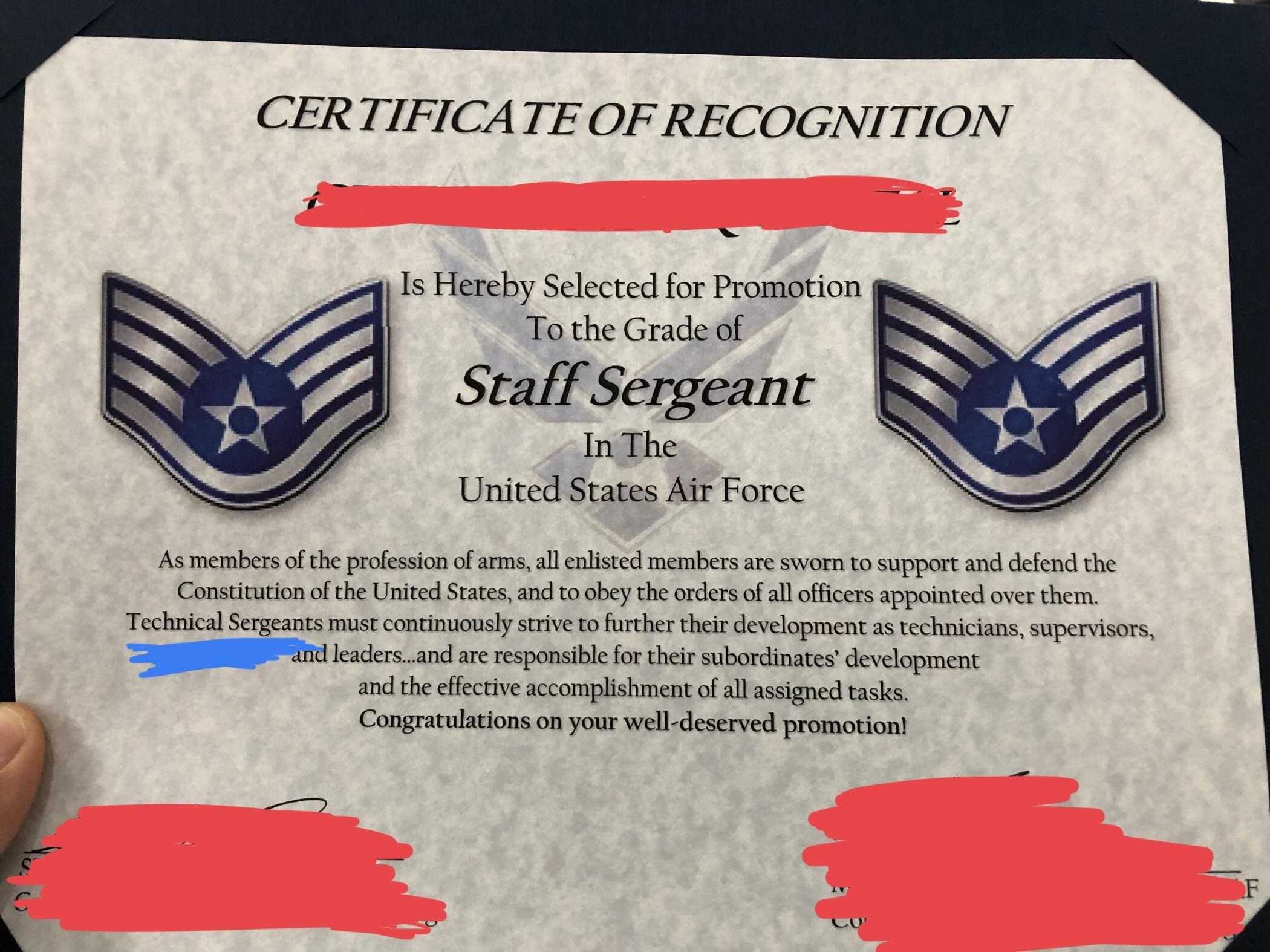 Excited For My Promotion To Sta— Uhh : Airforce Regarding Within Officer Promotion Certificate Template