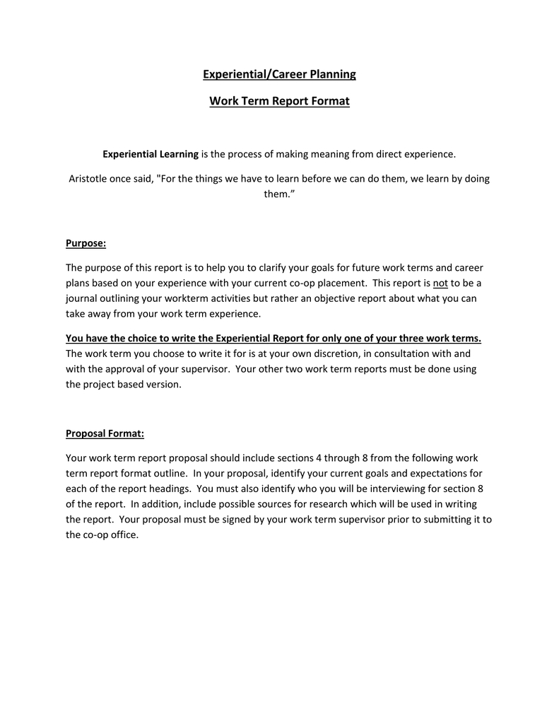 Experiential/career Planning Work Term Report Format In How To Write A Work Report Template