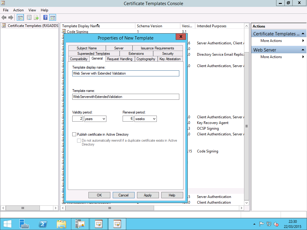 Extended Validation (Ev) With An Internal Certificate Pertaining To Certificate Authority Templates