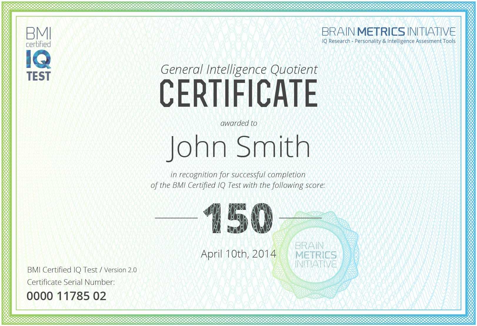 Fake Iq Test Certificate Template Archives - 10+ For Iq Certificate Template