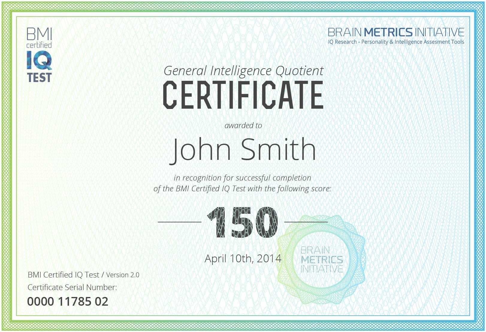 Fake Iq Test Certificate Template Archives – 10+ For Iq Certificate Template