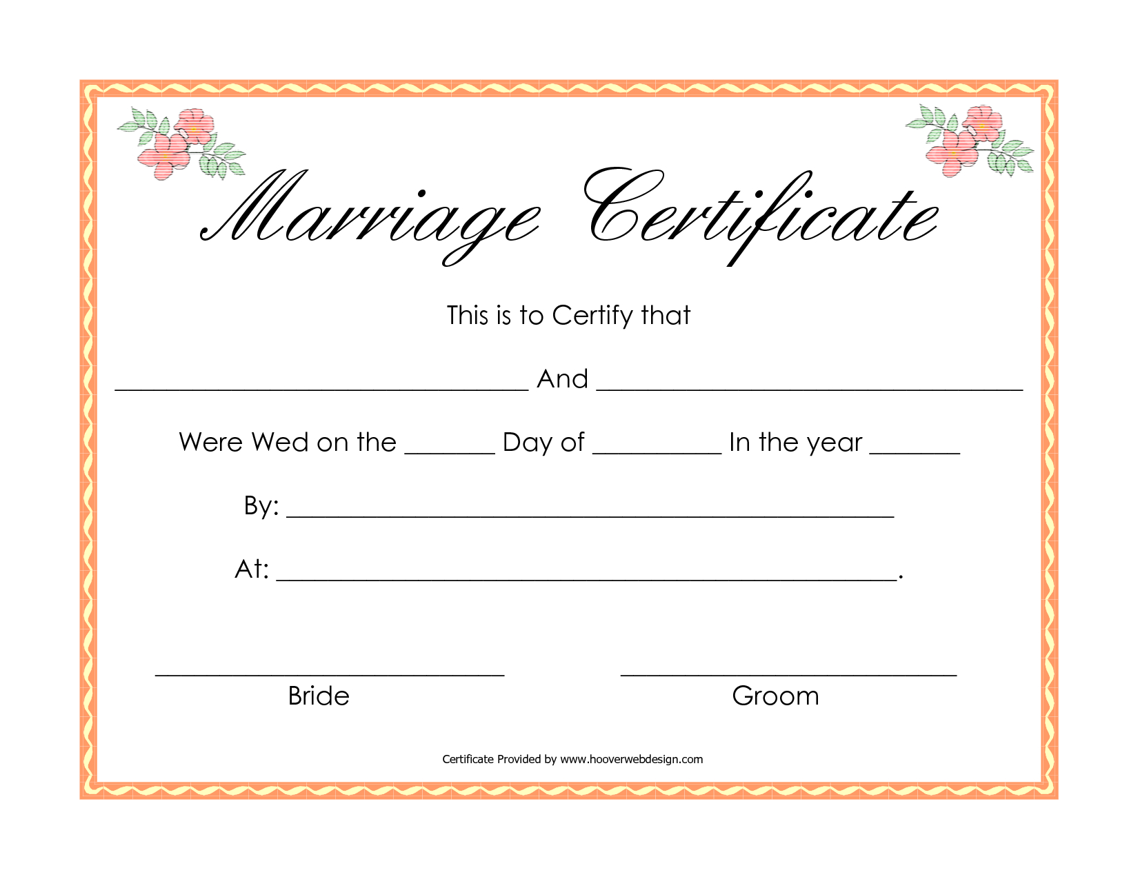 Fake Marriage Certificate Template Throughout Blank Marriage Certificate Template