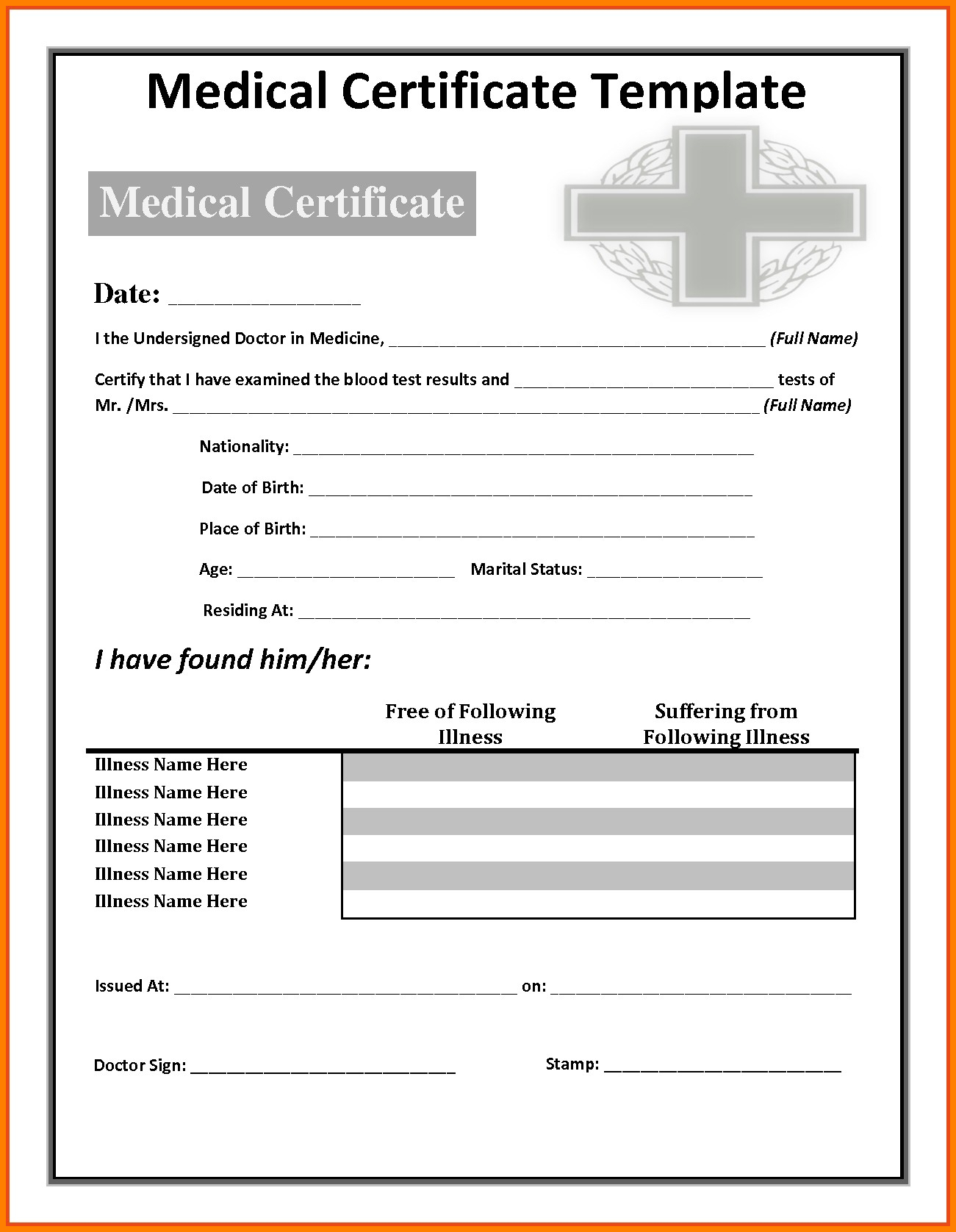 Fake Medical Certificate Template Download Regarding Free Fake Medical Certificate Template