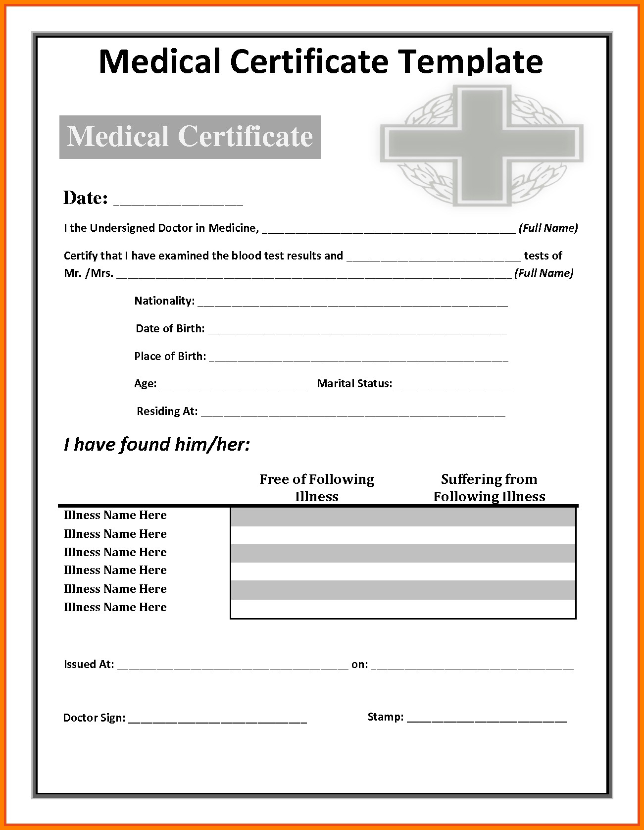 Fake Medical Certificate Template Download Throughout Fake Medical Certificate Template Download