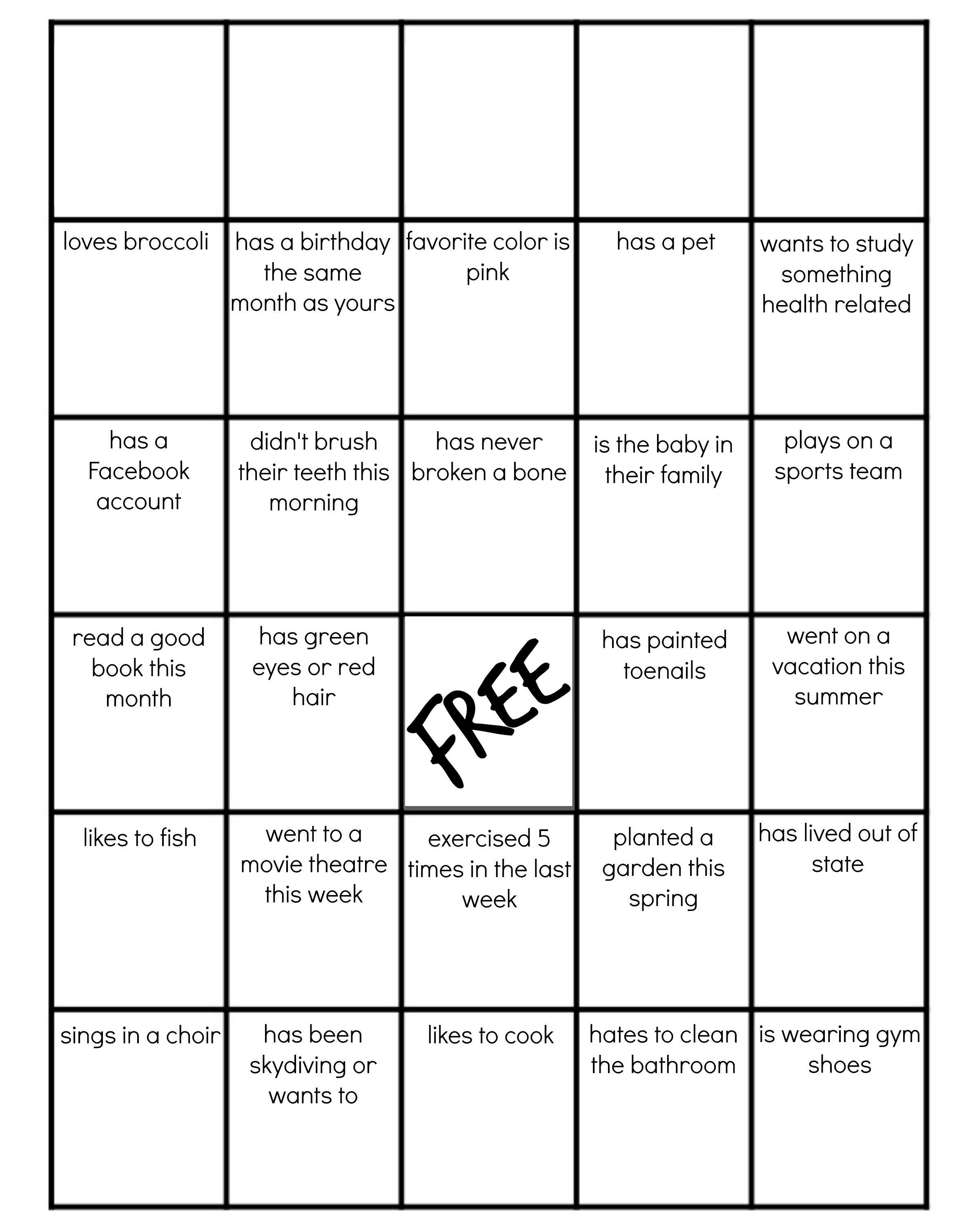 Family Reunion: Get To Know You Bingo Pertaining To Ice Breaker Bingo Card Template