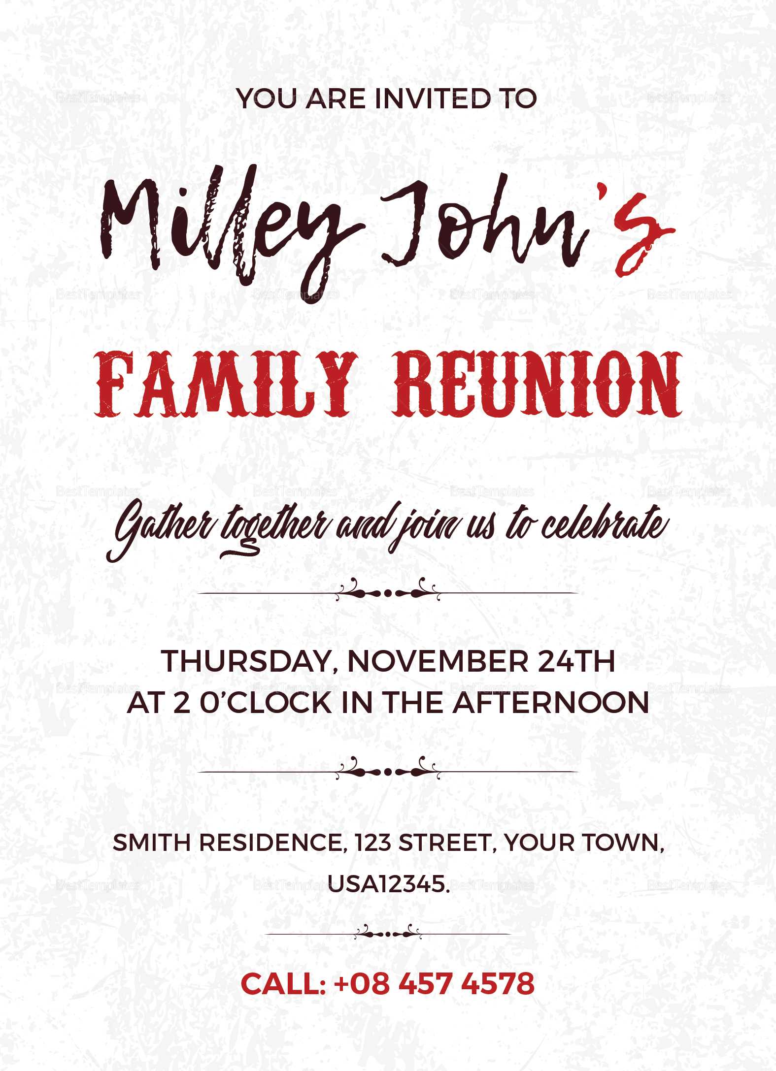 Family Reunion Invitation Card Template Regarding Reunion Invitation Card Templates