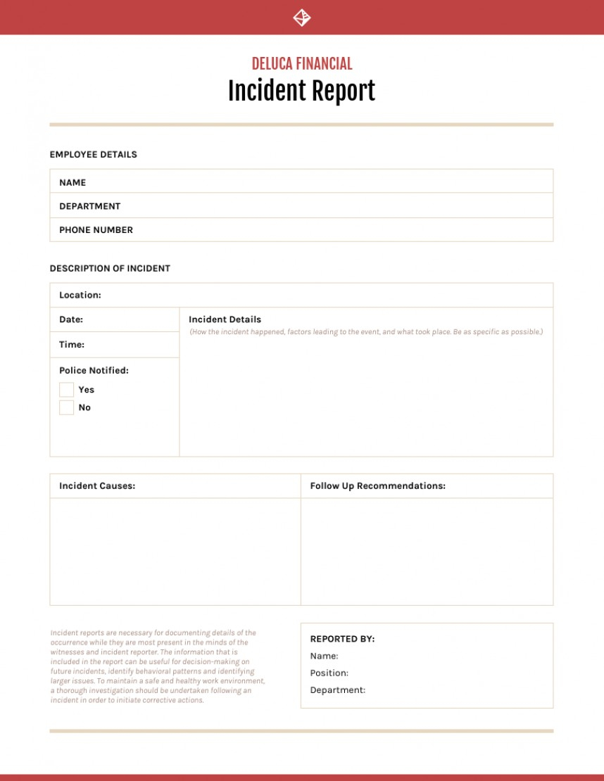 Fantastic Generic Incident Report Template Ideas Form Pdf In Generic Incident Report Template