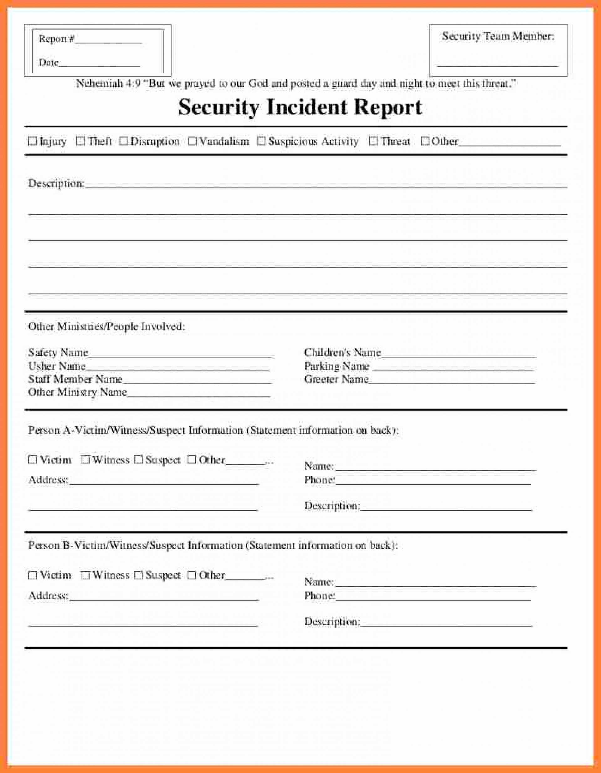 Fantastic Generic Incident Report Template Ideas Form Pdf Regarding Generic Incident Report Template