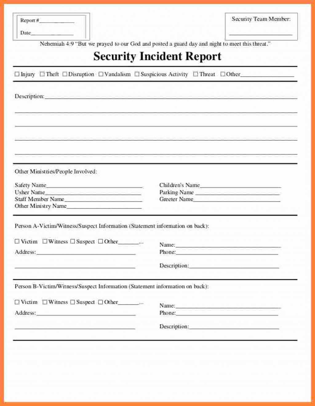 Fantastic Generic Incident Report Template Ideas Form Pdf Throughout Injury Report Form Template