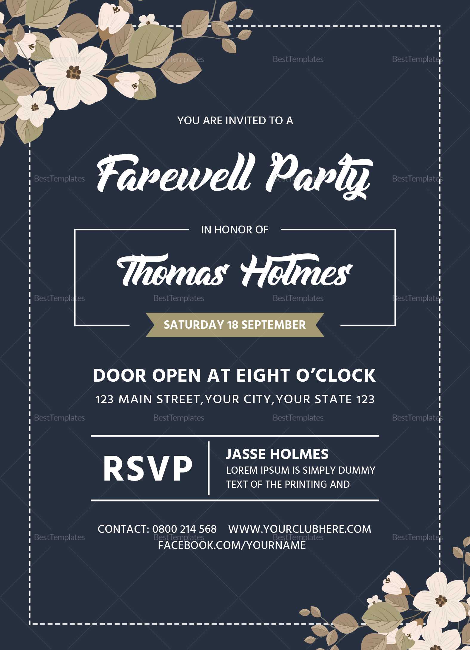 Farewell Party Invitation Card Template In Farewell Invitation Card Template