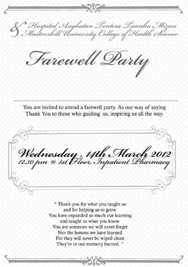 Farewell Party Invitation Note In 2019 | Farewell Party Intended For Farewell Invitation Card Template
