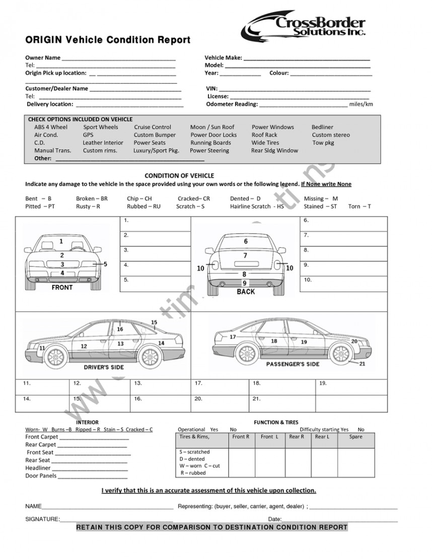 Fearsome Vehicle Condition Report Template Ideas Example For Car Damage Report Template