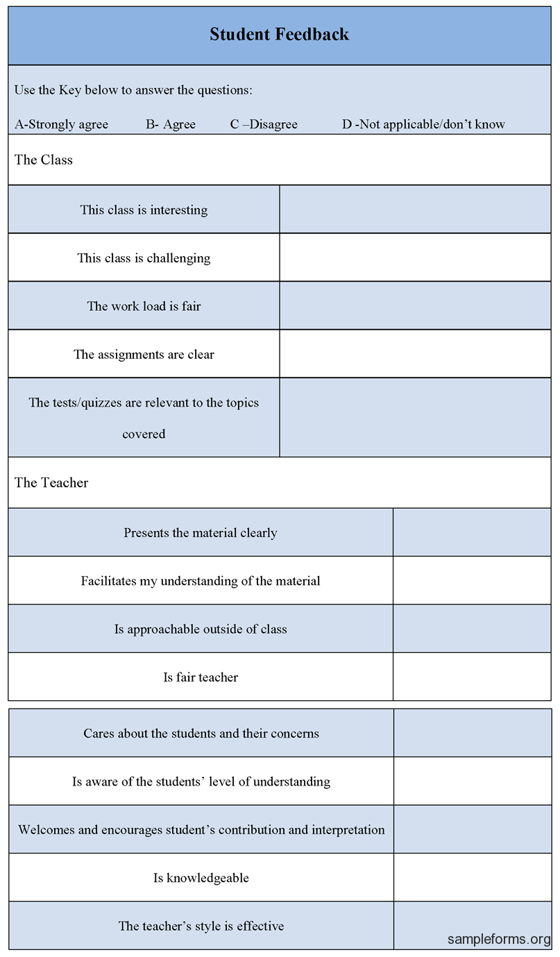 Feedback Form Templaterdrk Order Forms Best Photos Of Free For Student Feedback Form Template Word