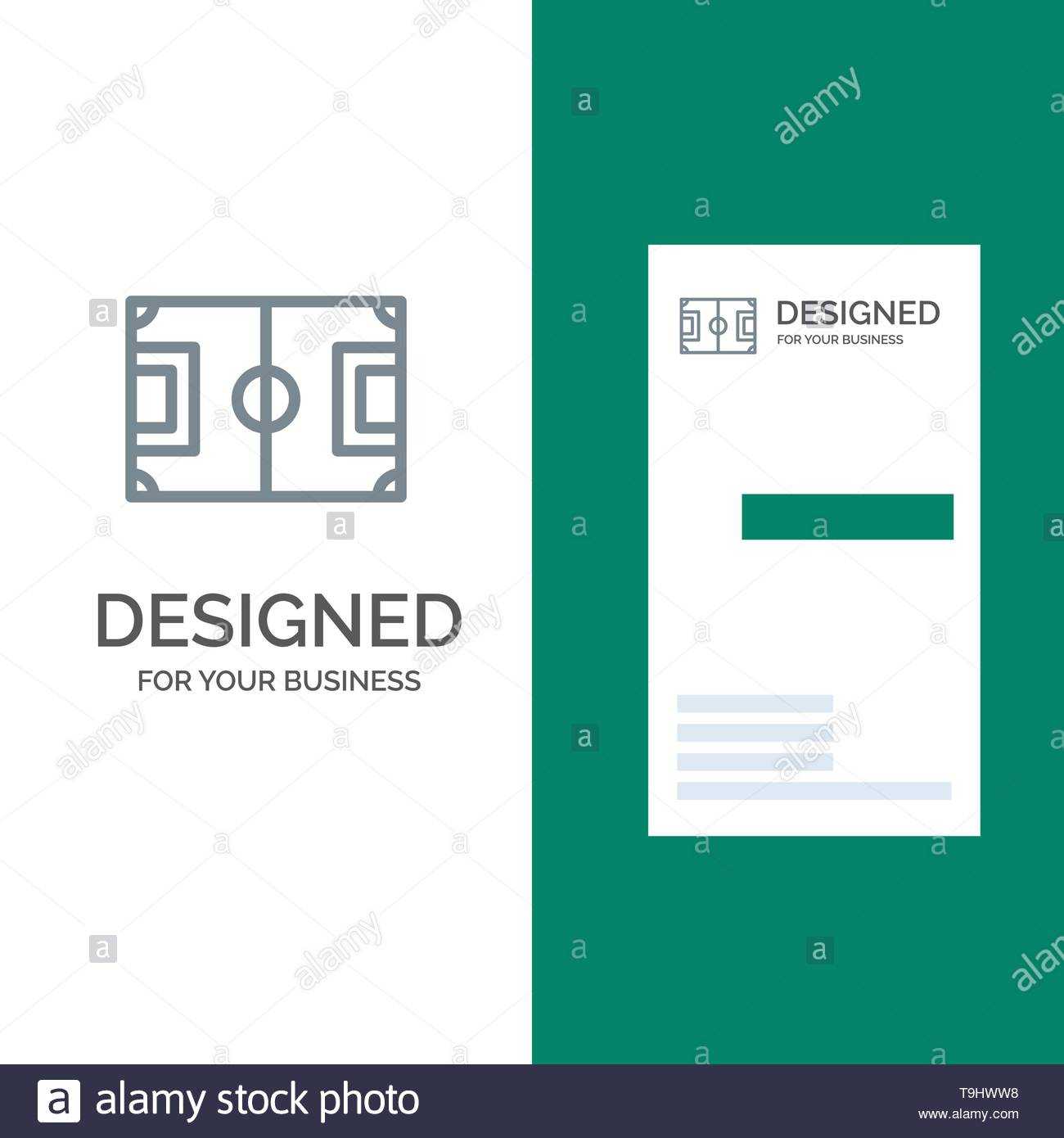 Field, Football, Game, Pitch, Soccer Grey Logo Design And With Football Referee Game Card Template