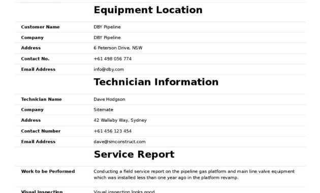 Field Service Report Template (Better Format Than Word in Technical Service Report Template