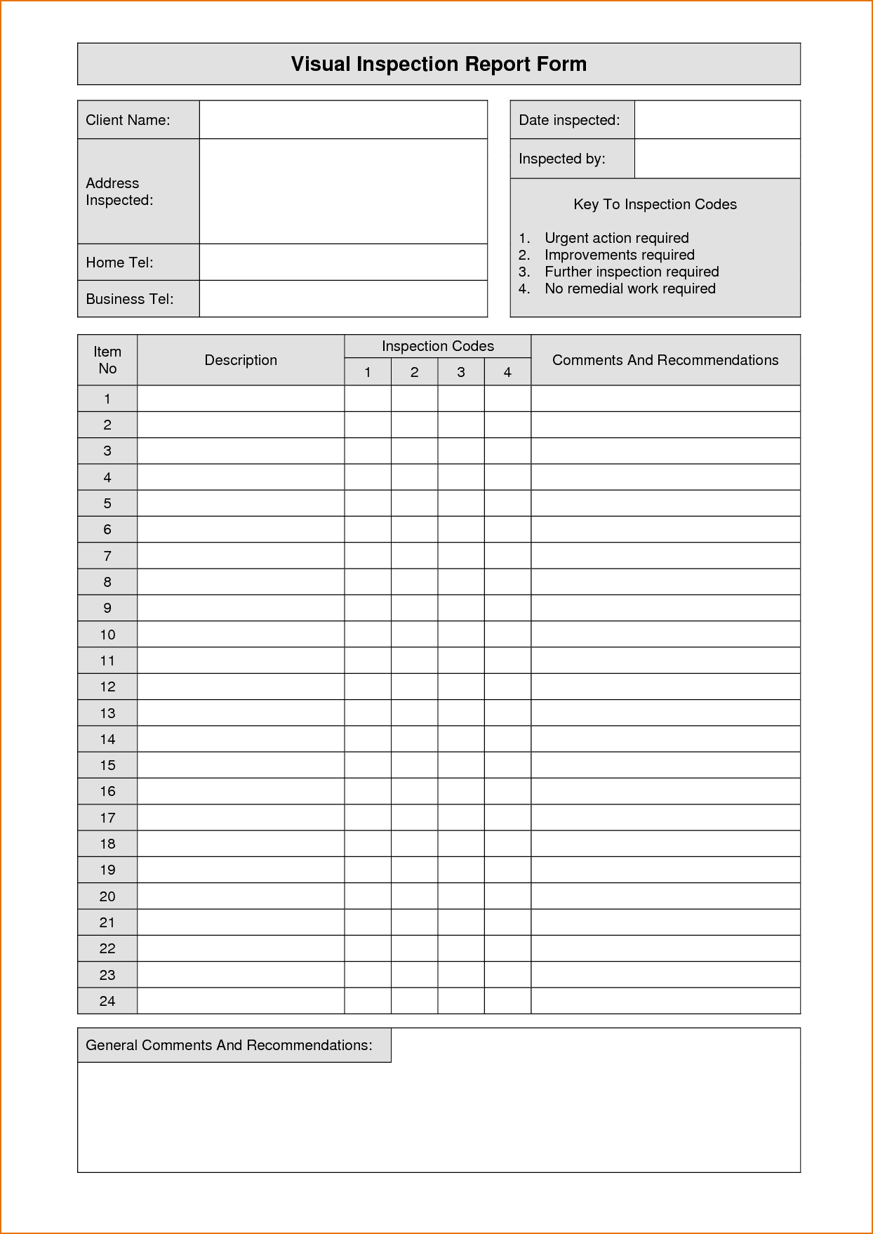 Fillable Home Inspection Report And Free Inspection Form In Home Inspection Report Template
