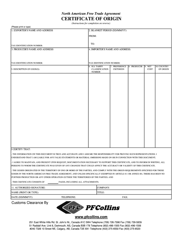Fillable Nafta Certificate – Fill Online, Printable Throughout Nafta Certificate Template
