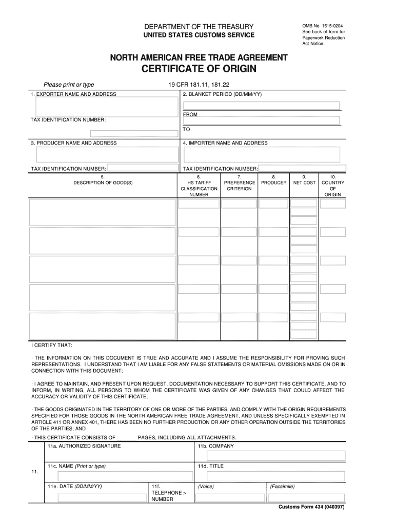 Fillable Nafta Certificate Of Origin – Fill Online Throughout Nafta Certificate Template