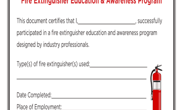 Fillable Online Certificate Of Completion - Fire throughout Fire Extinguisher Certificate Template
