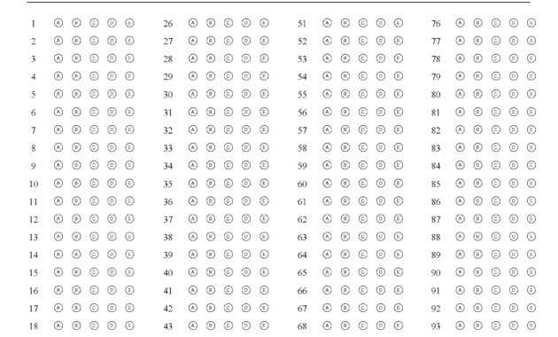 Final Exam 100 Question Test Answer Sheet · Remark Software pertaining to Blank Answer Sheet Template 1 100