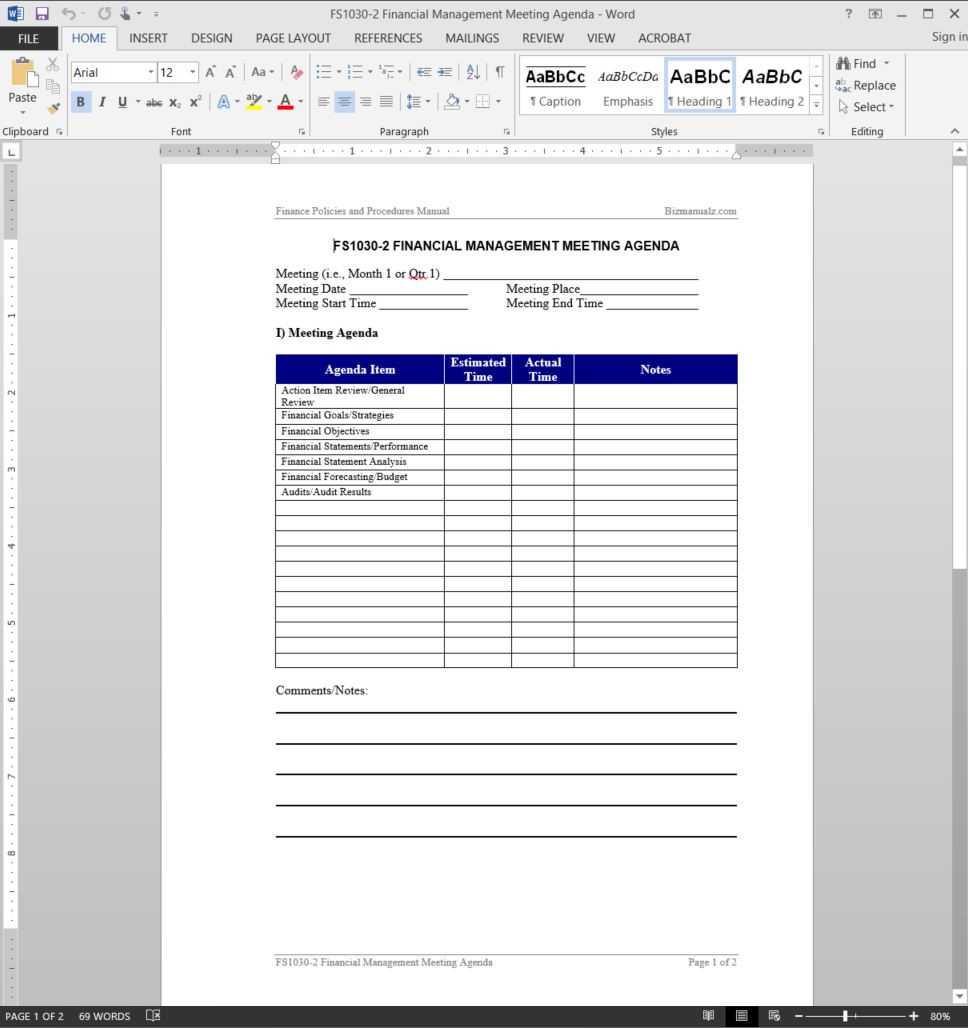 Financial Management Meeting Agenda Template | Fs1030 2 Pertaining To Free Meeting Agenda Templates For Word