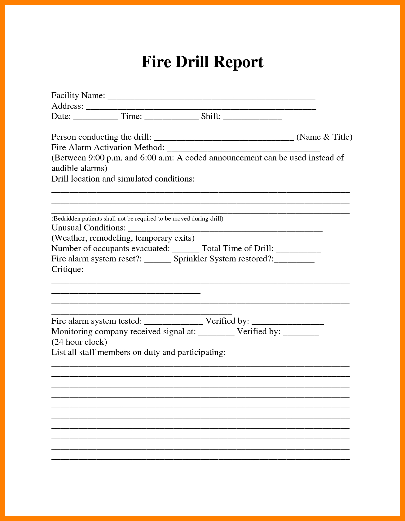 Fire Drill Report Template Uk 12 Things That Happen When Regarding Emergency Drill Report Template