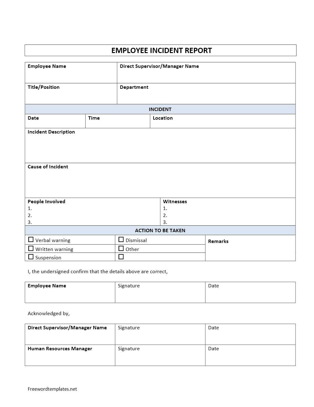 Fire Incident Report Form Doc Samples Format Sample Word With Regard To Incident Report Form Template Word