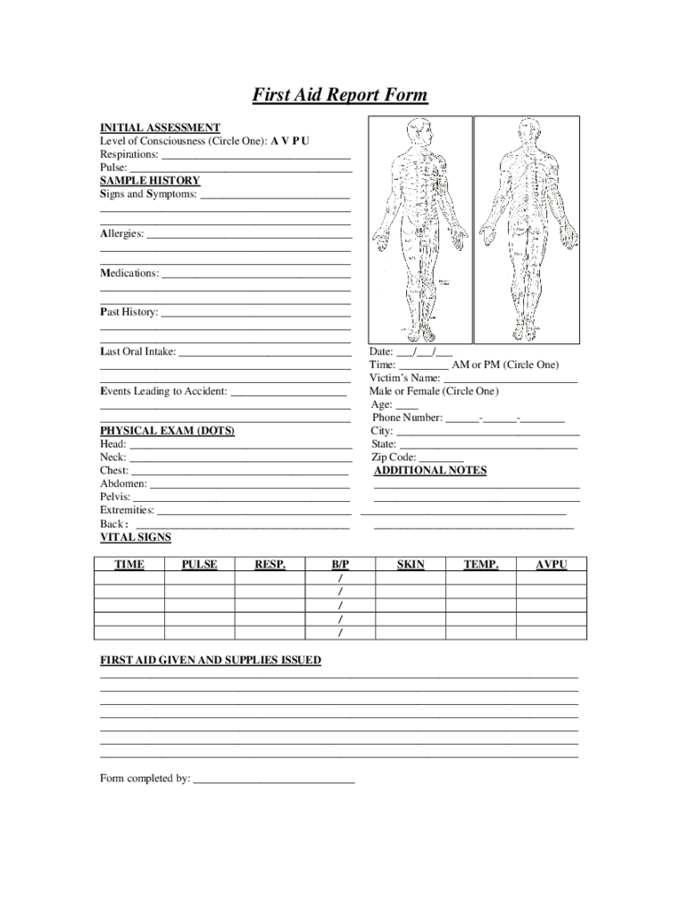 First Aid Report Form - 2 Free Templates In Pdf, Word, Excel With Patient Report Form Template Download