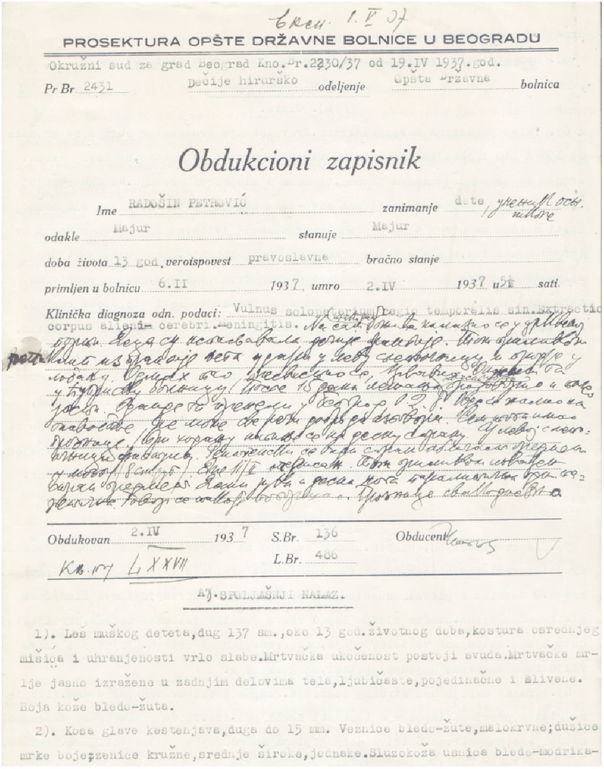 First Page Of The Autopsy Report For Forensic Case No. 136 With Regard To Autopsy Report Template