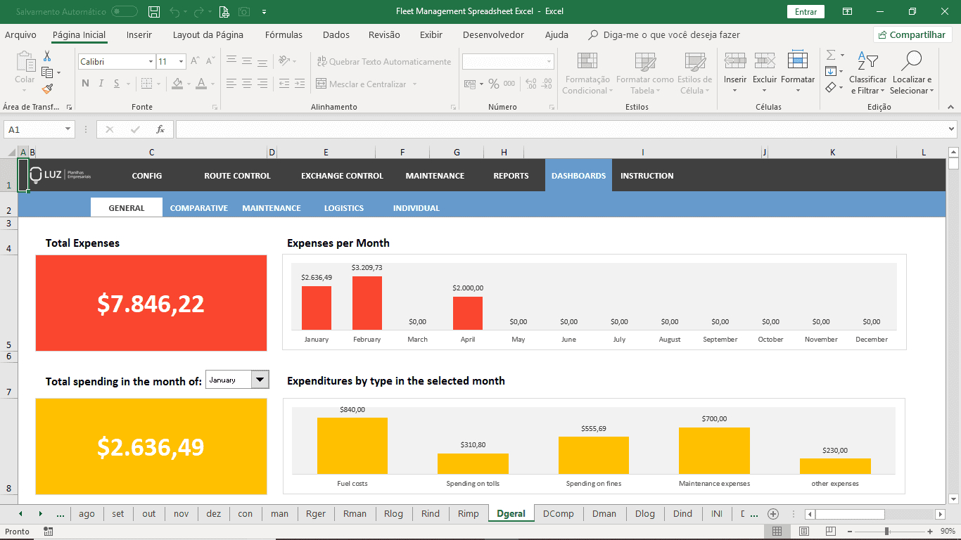 Fleet Management Spreadsheet Excel In Fleet Report Template