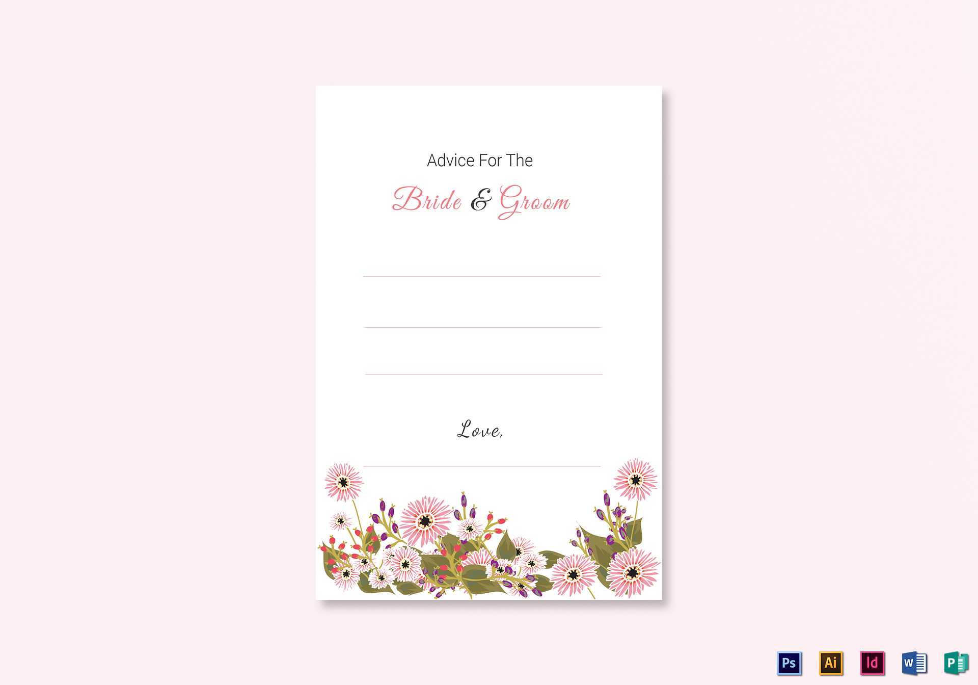 Floral Wedding Advice Card Template In Marriage Advice Cards Templates