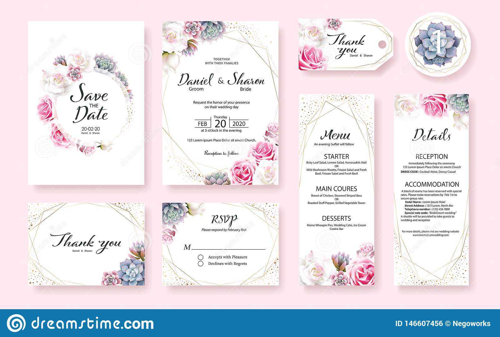 Floral Wedding Invitation Card, Save The Date, Thank You Inside Table Reservation Card Template