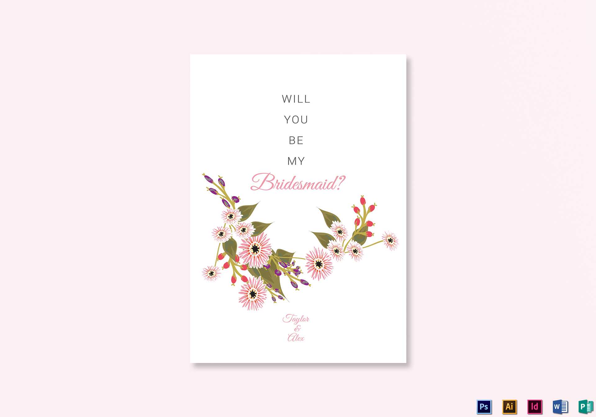 Floral Will You Be My Bridesmaid Card Template Intended For Will You Be My Bridesmaid Card Template