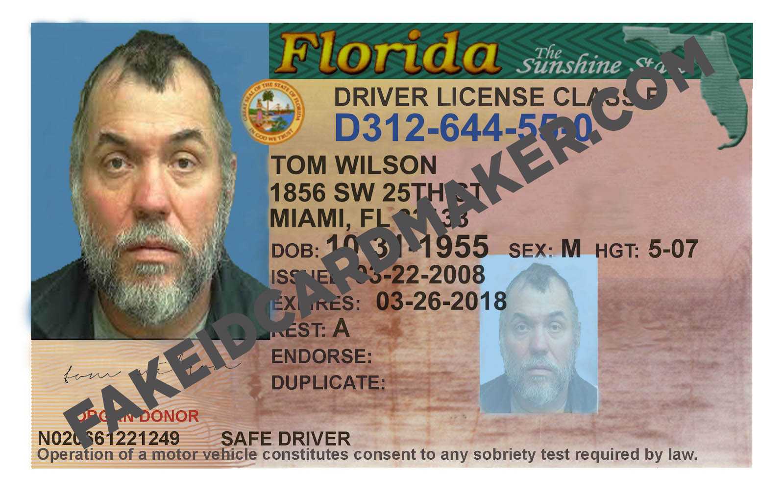 Florida Driver's License Fake Id Virtual Throughout Florida Id Card Template