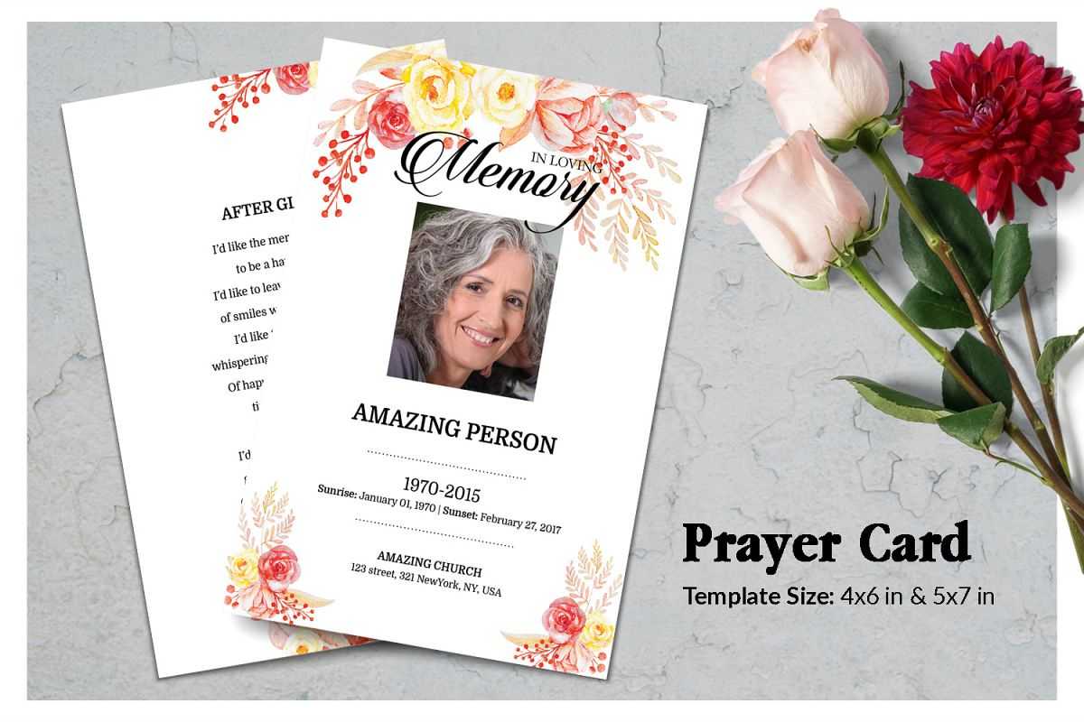 Flower Funeral Prayer Card Template Pertaining To Prayer Card Template For Word