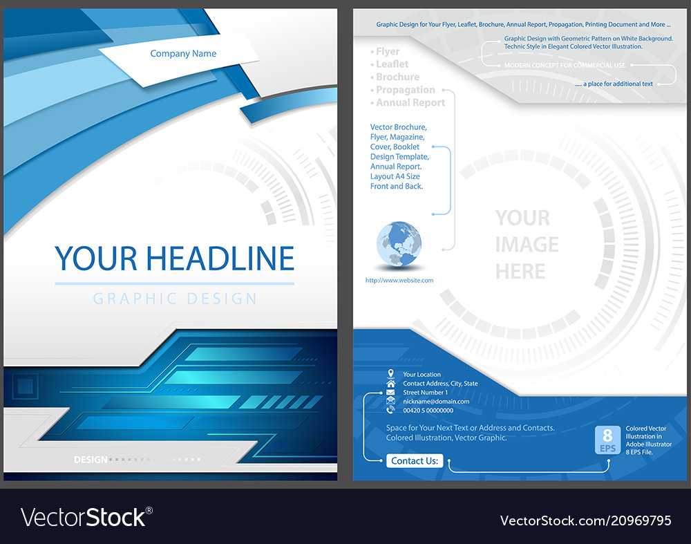 Flyer Template In Blue Tech Style Regarding Technical Brochure Template