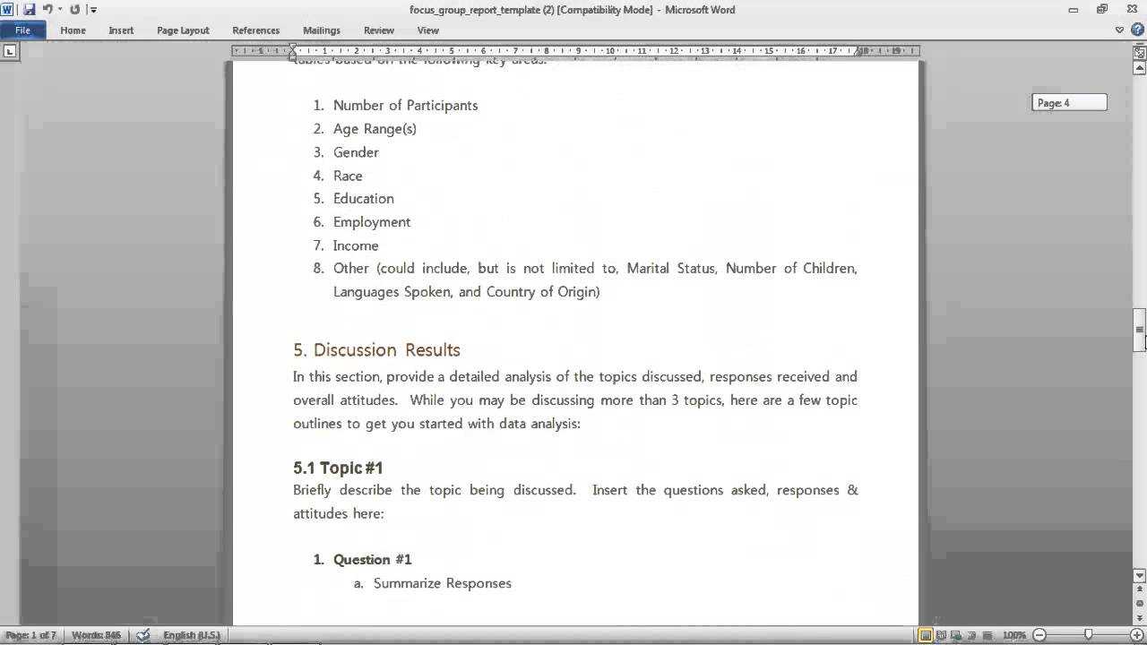 Focus Group Report Template Within Focus Group Discussion Report Template