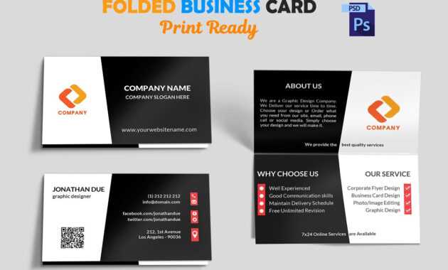 Foldable Business Card Template Folded Indesign Free Tri throughout Fold Over Business Card Template