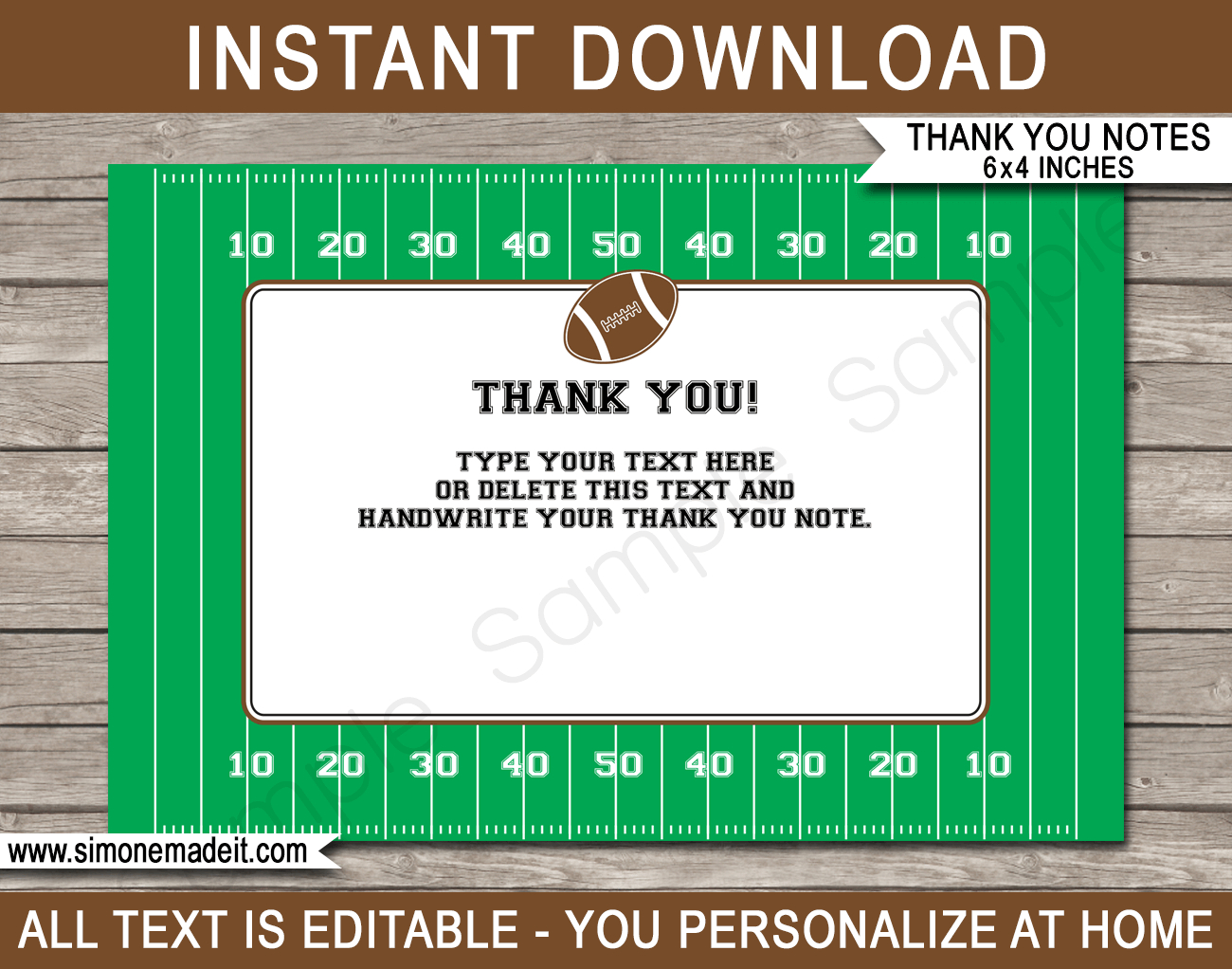 Football Party Thank You Cards Template Intended For Soccer Thank You Card Template