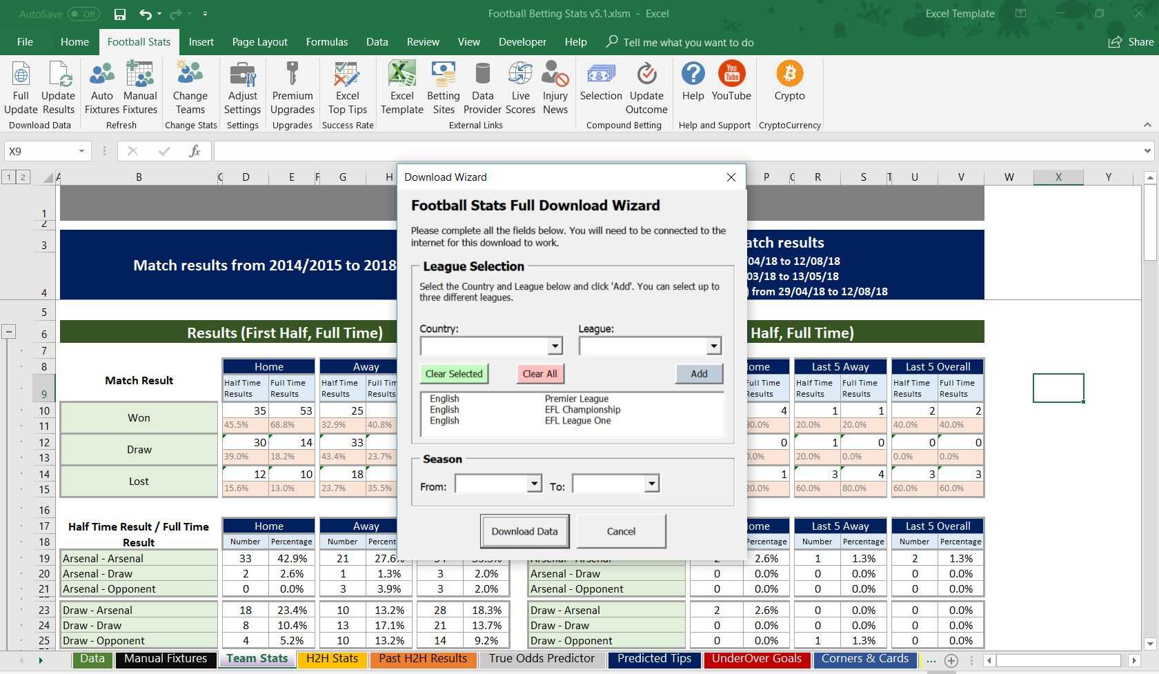 Football, Soccer Betting Odd Software. Microsoft Excel Spreadsheet. Auto  Results With Football Betting Card Template