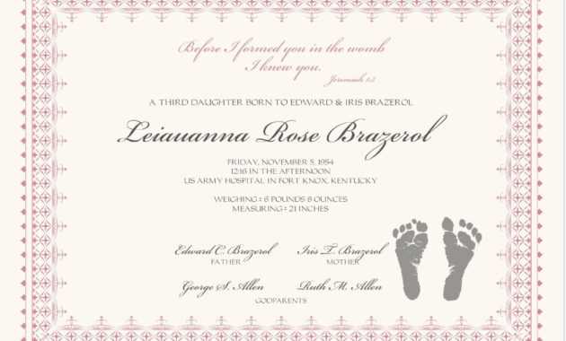 Footprints Baby Certificates | Birth Certificate Template in Baby Christening Certificate Template