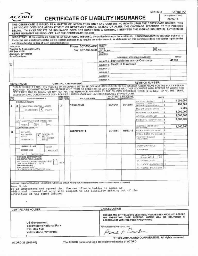 Form Insurance For Taxes Forms Pdf Endorsement Required intended for Certificate Of Liability