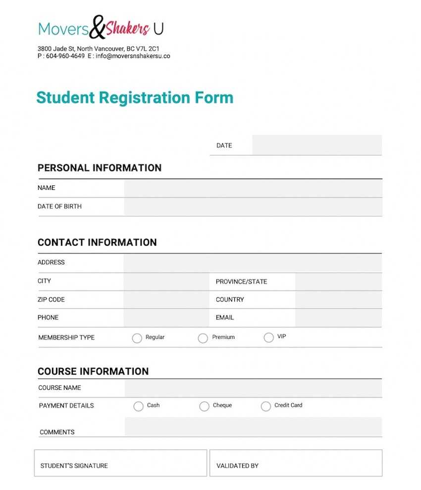 Form Printable Stration Template Vendor Student Word Sports Inside Camp Registration Form Template Word