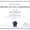 Formal Completion Certificate Template For Certification Of Completion Template