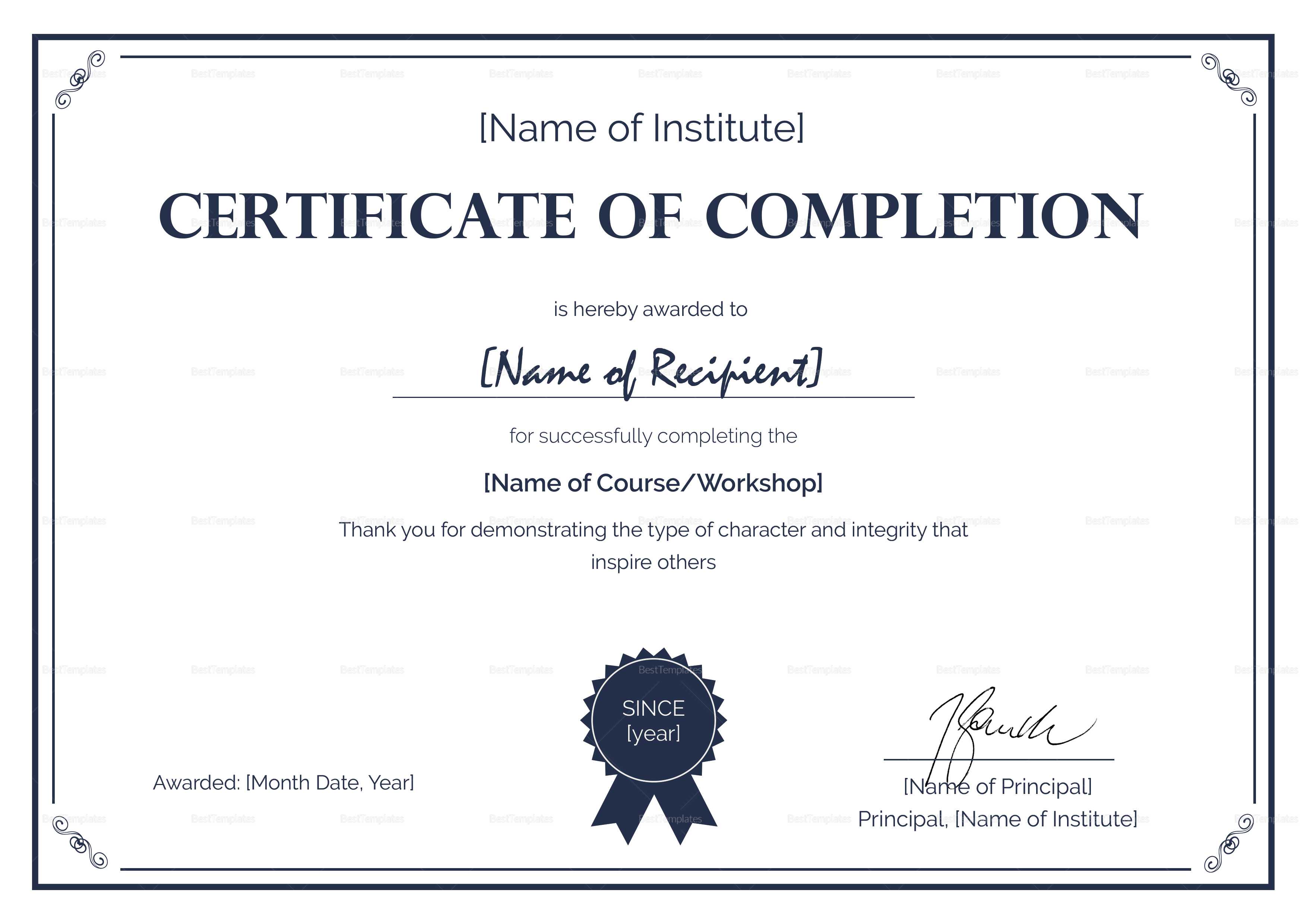 completion certificate resume