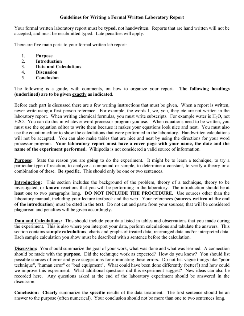 Formal Lab Report With Lab Report Conclusion Template