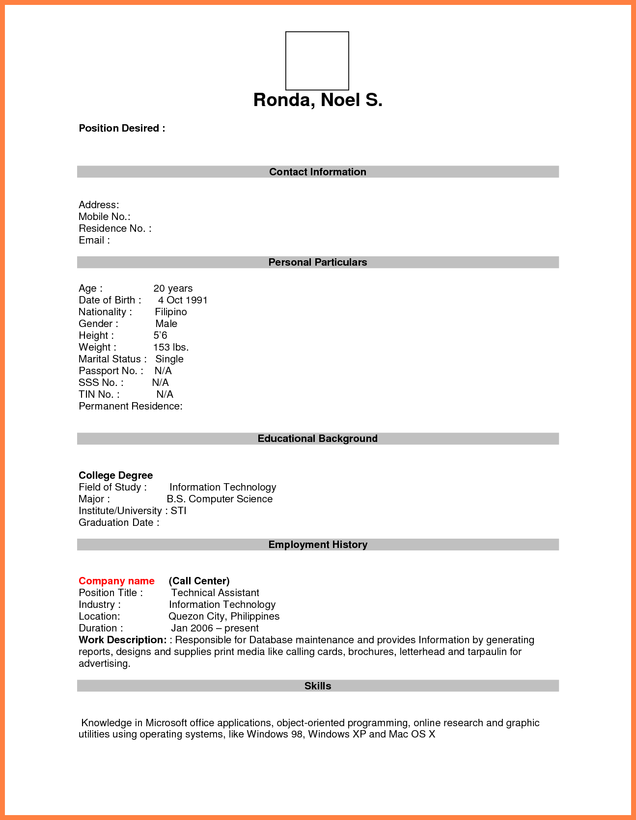 Format For Job Application Pdf Basic Appication Letter Blank With Regard To Free Blank Resume Templates For Microsoft Word
