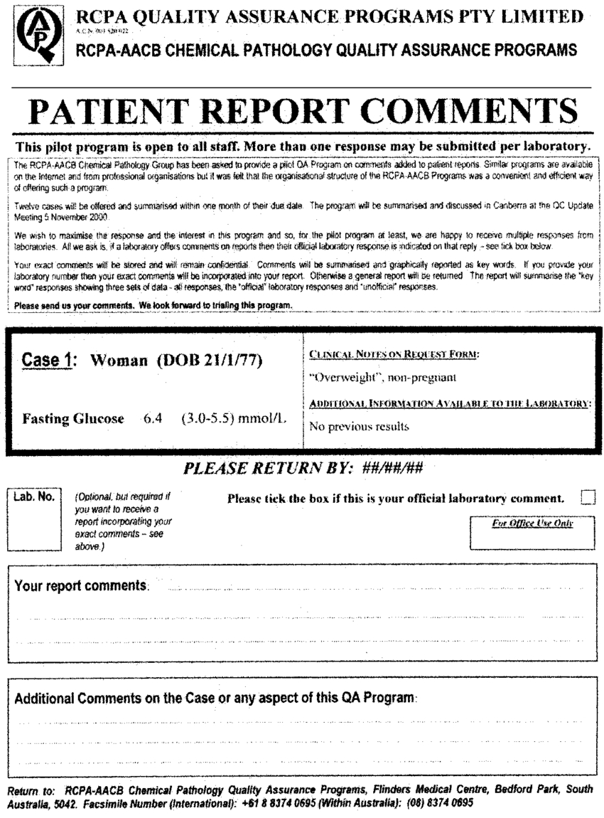 Format Of A Typical Case Report Sent To Participants In The With Regard To Patient Report Form Template Download